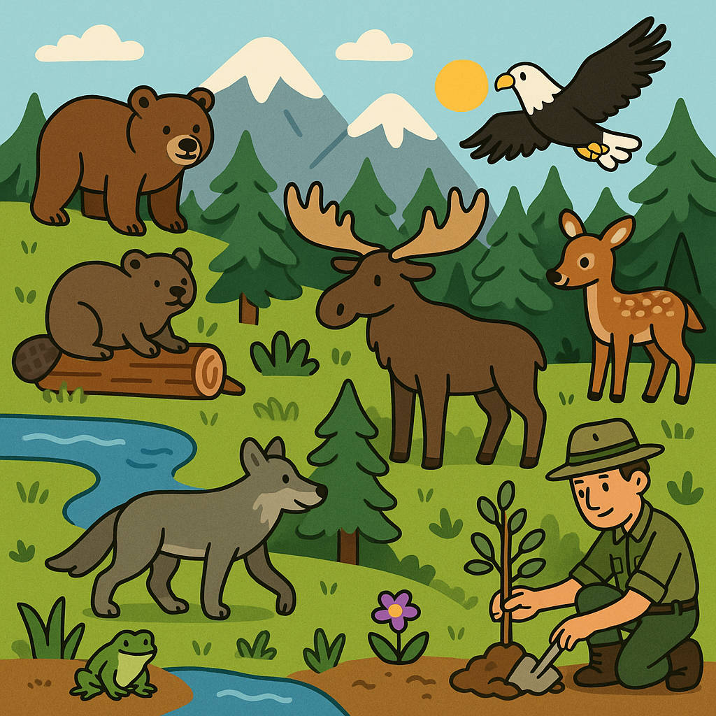 Image carrée illustrant la nature sauvage et les animaux sauvages à protéger