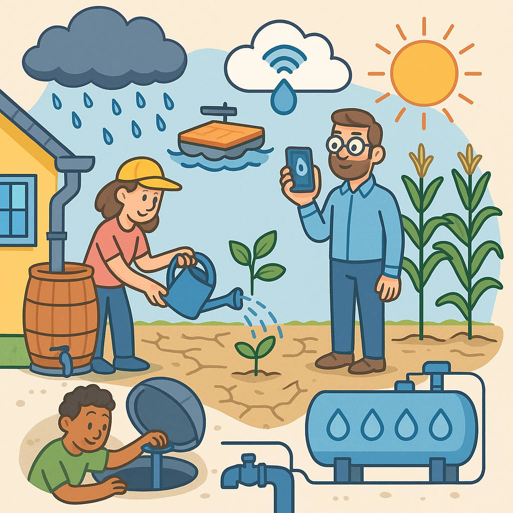 Image carrée illustrant le manque de pluie, la sécheresse et les solutions pour économiser l’eau